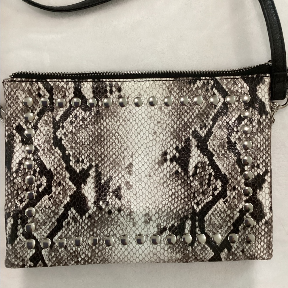 Silver and White Snakeskin Crossbody Bag